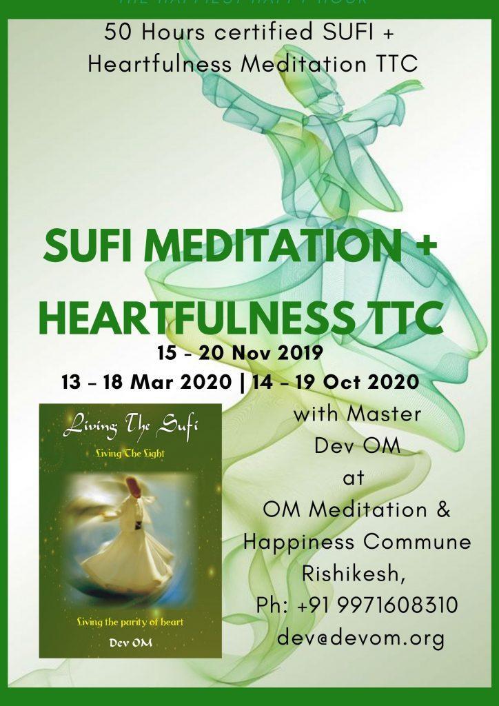 50 Hours Sufi + Heartfulness Meditation Teacher Training In India
