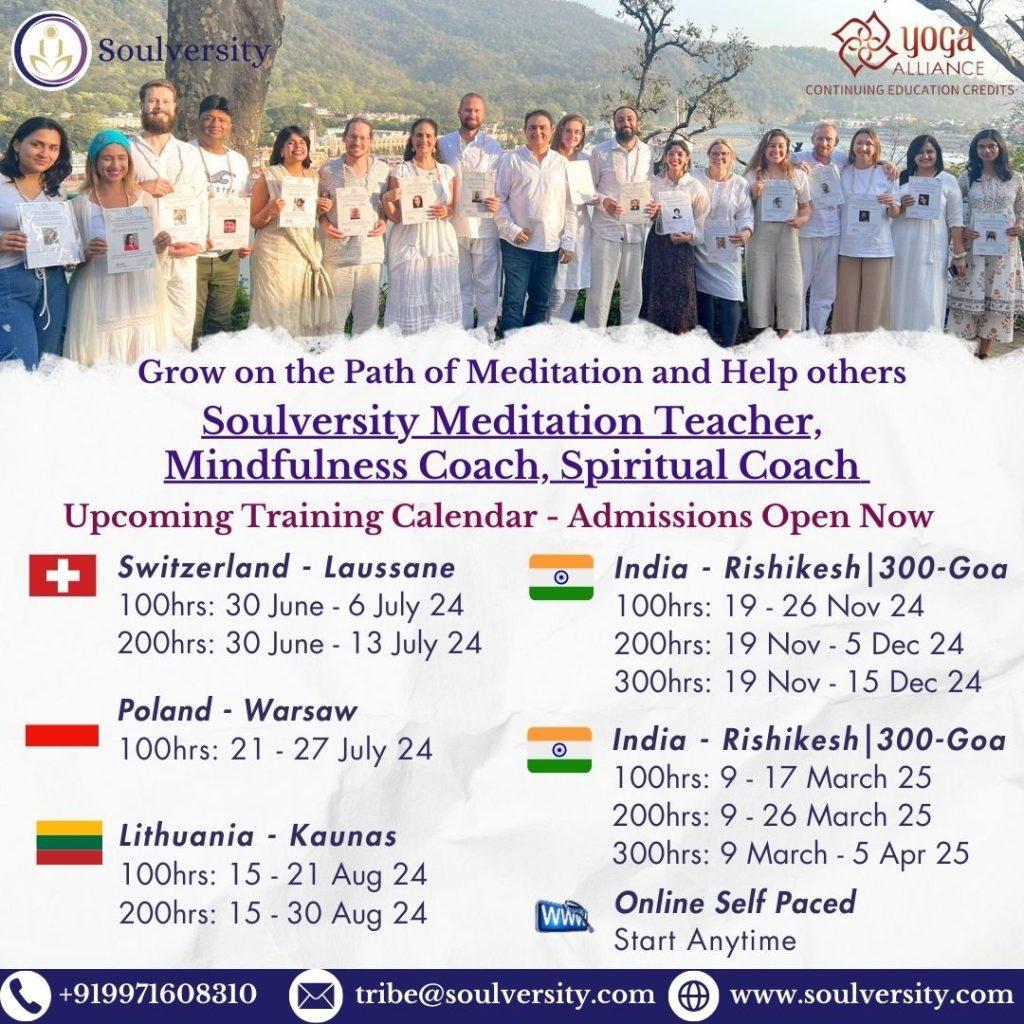Soulversity In-Person 100 & 200 Hrs Mindfulness Meditation Teacher Training / Retreat